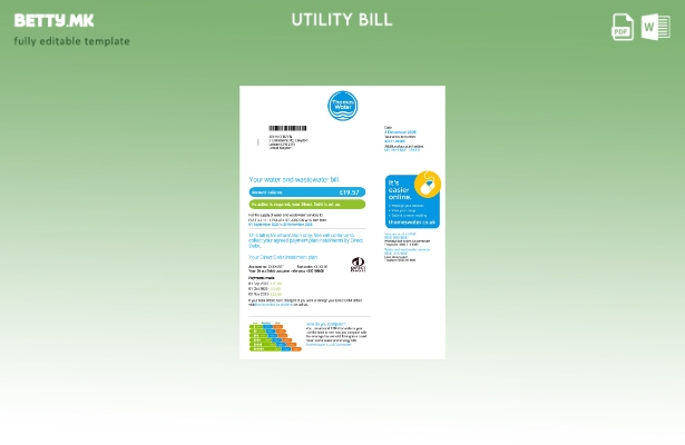 Модерен стил Шаблон за комунални сметки за Обединетото Кралство Темза Вода во Wo
